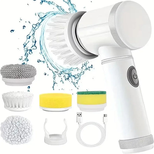 Cordless Electric Spin Scrubber with 5 Brush Heads